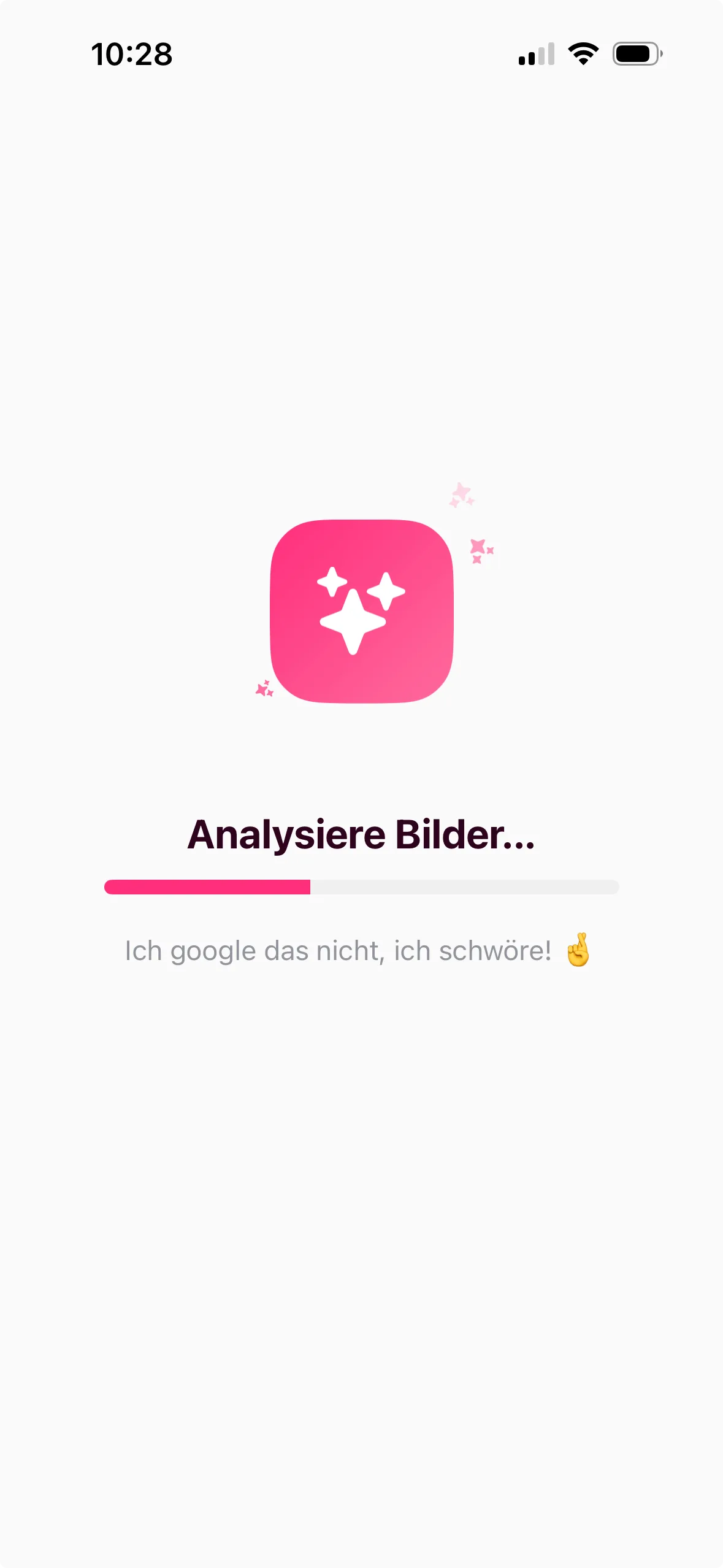 clasify App Screen während der Bildanalyse